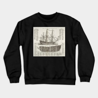 Vintage Illustration of British Warship, 1728. Crewneck Sweatshirt